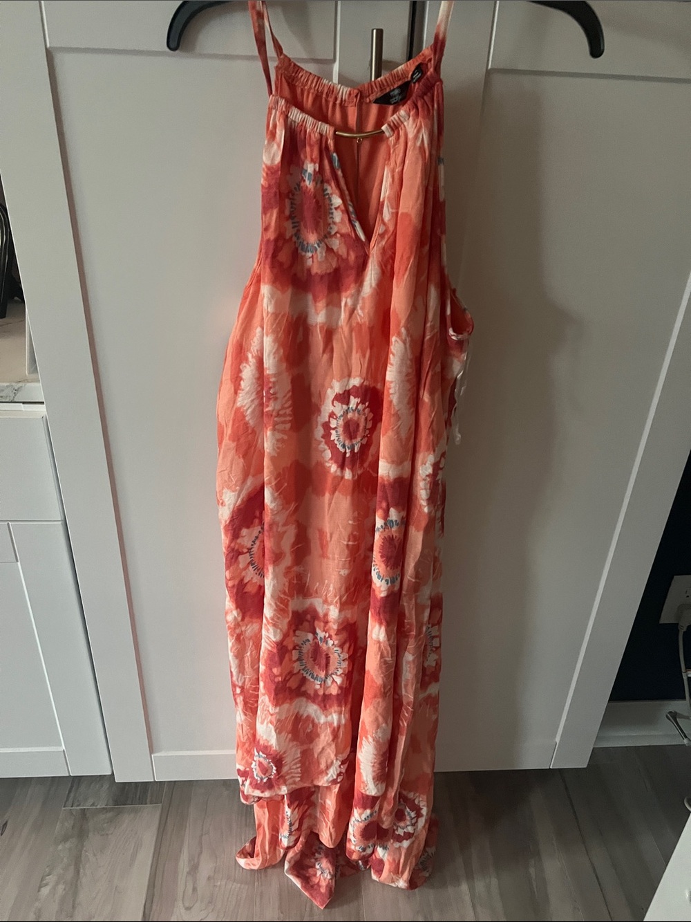 Mlle Gabrielle Coral Pink Tie-Dye Maxi Dress